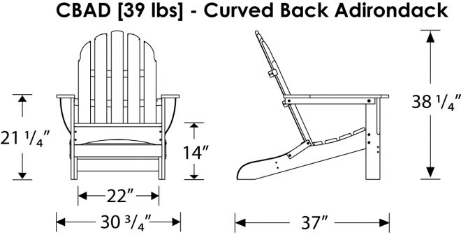 adirondack chair dimensions