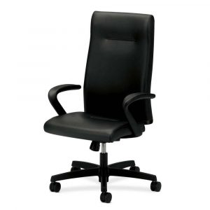 black desk chair hon ignition black leather high back rolling desk chair