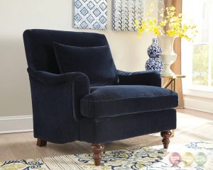 blue accent chair with arms midnight blue accent chair with saddle arms and turned legs