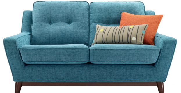 blue patterned chair contemporary blue cheap small sofa design orange pillow