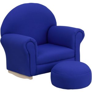 childrens lounge chair kids rocker chair footrest blue
