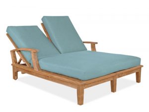 double lounge chair outdoor wooden outdoor double lounge chair with blue cushion