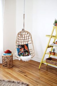 hanging inside chair fantastic design of hanging wicker chair made of rattan material with blue pillow