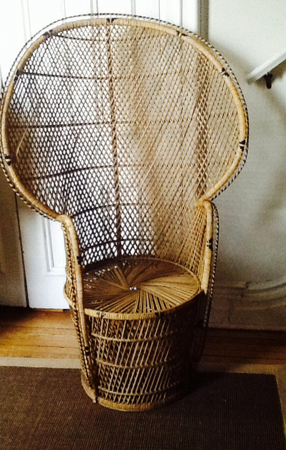 high backed wicker chair