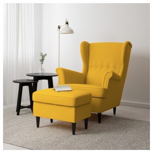 ikea yellow chair strandmon footstool skiftebo yellow pe s