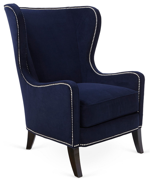 navy blue wingback chair