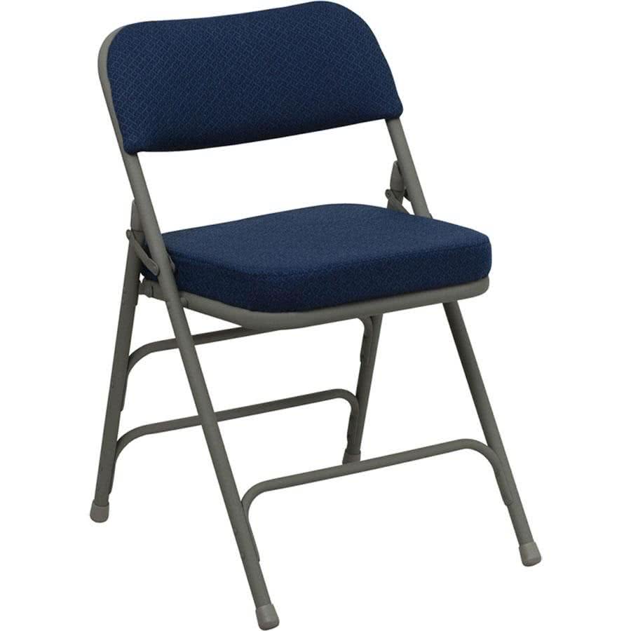 padded folding chair navy blue metal folding chair with padded fabric seat