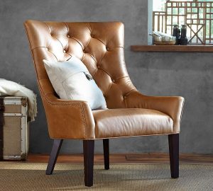 pottery barn leather chair media