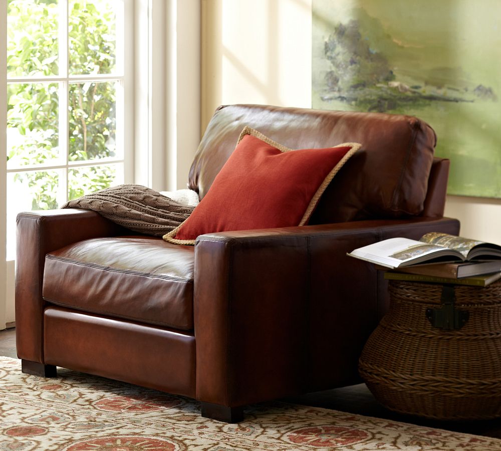 pottery barn leather chair