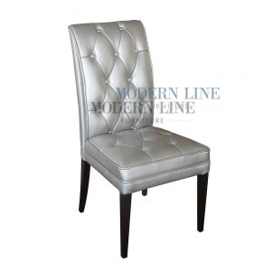 silver dining chair contemporary button tufted silver leather dining chair