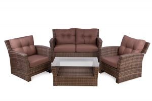 sofa and chair set reclining rattan outside set for people cappuccino colour