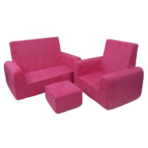 sofa and chair set toddler sofa chair and ottoman set in hot pink microsuede