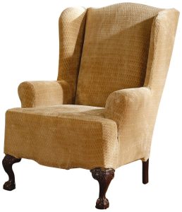 sure fit wing chair covers sure fit stretch royal diamond wing slipcover gold