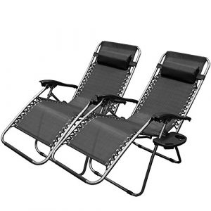 zero gravity patio chair xtremepowerus gravity adjustable reclining chair pool patio outdoor lounge chairs set of pair black